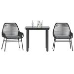 vidaXL 3-delige Tuinset met kussens poly rattan glas zwart