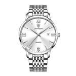 Luxe Sport Kwarts Horloge - 3 Bar Waterdicht Lichtgevend Herenhorloge Roestvrij Staal - Zilver Wit