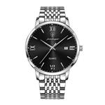 Luxe Sport Kwarts Horloge - 3 Bar Waterdicht Lichtgevend Herenhorloge Roestvrij Staal - Zilver Zwart