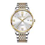 Luxe Sport Kwarts Horloge - 3 Bar Waterdicht Lichtgevend Herenhorloge Roestvrij Staal - Goud Wit