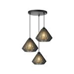 Hanglamp Ibiza Diamond 3-Lichts 30x30x150 cm Zwart Jute | Zwart Metaal