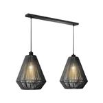 Hanglamp Ibiza Diamond 2-Lichts 80x33x150 cm Zwart Jute | Zwart Metaal