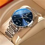Luxe Sport Kwarts Horloge - 3 Bar Waterdicht Lichtgevend Herenhorloge Roestvrij Staal - Zilver Blauw