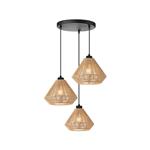 Hanglamp Ibiza Diamond 3-Lichts 30x30x150 cm Naturel Jute | Zwart Metaal
