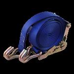 Novio Spanband, 2-delig , met ratel en dubbele punthaken blauw 50mm 9000mm Novio cargo