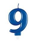 Metallic Blue Number 9 Birthday Candle