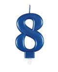 Metallic Blue Number 8 Birthday Candle