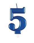 Metallic Blue Number 5 Birthday Candle