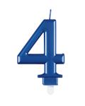 Metallic Blue Number 4 Birthday Candle