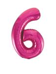 6 Jaar Cijfer Ballon Fuchsia Leeg 86cm