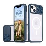 Draadloos Opladen Hoesje voor iPhone 15 Pro - met Camera Slide  -  Bumper Cover voor Magsafe - Blauw