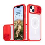 Draadloos Opladen Hoesje voor iPhone 15 Plus - met Camera Slide  -  Bumper Cover voor Magsafe - Rood