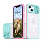 Draadloos Opladen Hoesje voor iPhone 14 - met Camera Slide  -  Bumper Cover voor Magsafe - Roze Groe