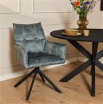 Eetkamerstoel Dani Velvet | Blue | Met armleuning