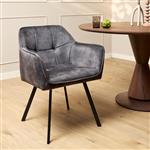 Eetkamerstoel Emma Velvet | Dark Grey | Met armleuning