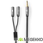 Stereo-Audiokabel | 3,5 mm Male - 2x 3,5 mm Female | Gun Metal Grey | Gevlochten kabel