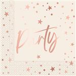Party Servetten Rose Goud 33cm 20st