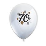70 Jaar Ballonnen Wit Goud Leeg 27,5cm 6st