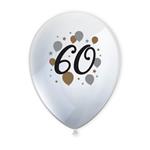 60 Jaar Ballonnen Wit Goud Leeg 27,5cm 6st