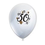 30 Jaar Ballonnen Wit Goud Leeg 27,5cm 6st
