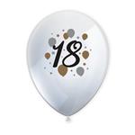 18 Jaar Ballonnen Wit Goud Leeg 27,5cm 6st