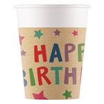 Happy Birthday Beker Kraft Papier 200ml 8st