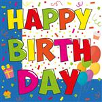 Happy Birthday Servetten Gekleurd Papier 33cm 20st