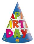 Happy Birthday Feesthoedjes Gekleurd 6st