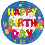 Happy Birthday Borden Gekleurd Papier 23cm 8st