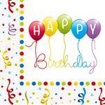 Happy Birthday Servetten Gekleurd 33cm 20st