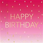 Happy Birthday Servetten Goud Roze 33cm 20st