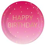 Happy Birthday Borden Goud Roze 23cm 8st