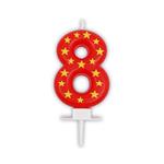 8 Jaar Kaars Rood Met Sterren