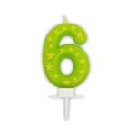 6 Jaar Kaars Groen Met Sterren