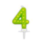 4 Jaar Kaars Groen Met Sterren