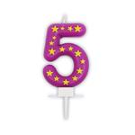 5 Jaar Kaars Roze Met Sterren