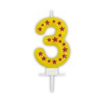 3 Jaar Kaars Geel Met Sterren
