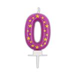 0 Jaar Kaars Roze Met Sterren