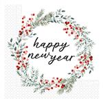 Happy New Year Servetten Krans 33cm 20st