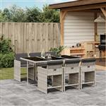 vidaXL 7-delige Tuinset met kussens poly rattan grijs