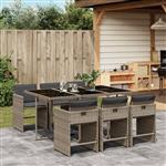 vidaXL 7-delige Tuinset met kussens poly rattan grijs
