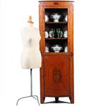 Kwart ronde of bow front hoekkast Engeland ca 1790 fraai ingelegd (No.283020)