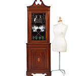 Smalle Regency hoekkast met afneembaar kroontje ca 1815 mahonie met inlegwerk (No.283015)