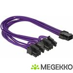 Delock 83704 Voedingskabel PCI Express 6-pins female > 2 x 8-pins male textiel afscherming paars
