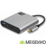 ACT USB-C naar HDMI female multiport adapter met PD Pass-Through 60W, 4K, USB-A