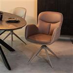 Eetkamerstoel Lasse 60x65x90 cm Bruin Microvezel | Taupe Canyo Taupe Metaal| Leverbaar in week 31