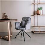 Eetkamerstoel Rota | Draaibaar | Lush Grey | Zwart | Met Armleuning