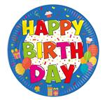 Happy Birthday Borden Gekleurd Papier 20cm 8st