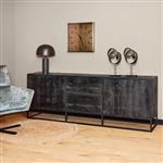 Dressoir Denver Black 210 cm | Zwart Mangohout en Staal
