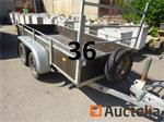1 dubbelassige oplegger van 3m, geremd, merk HAPERT, afm. Banden 165/70/R13
